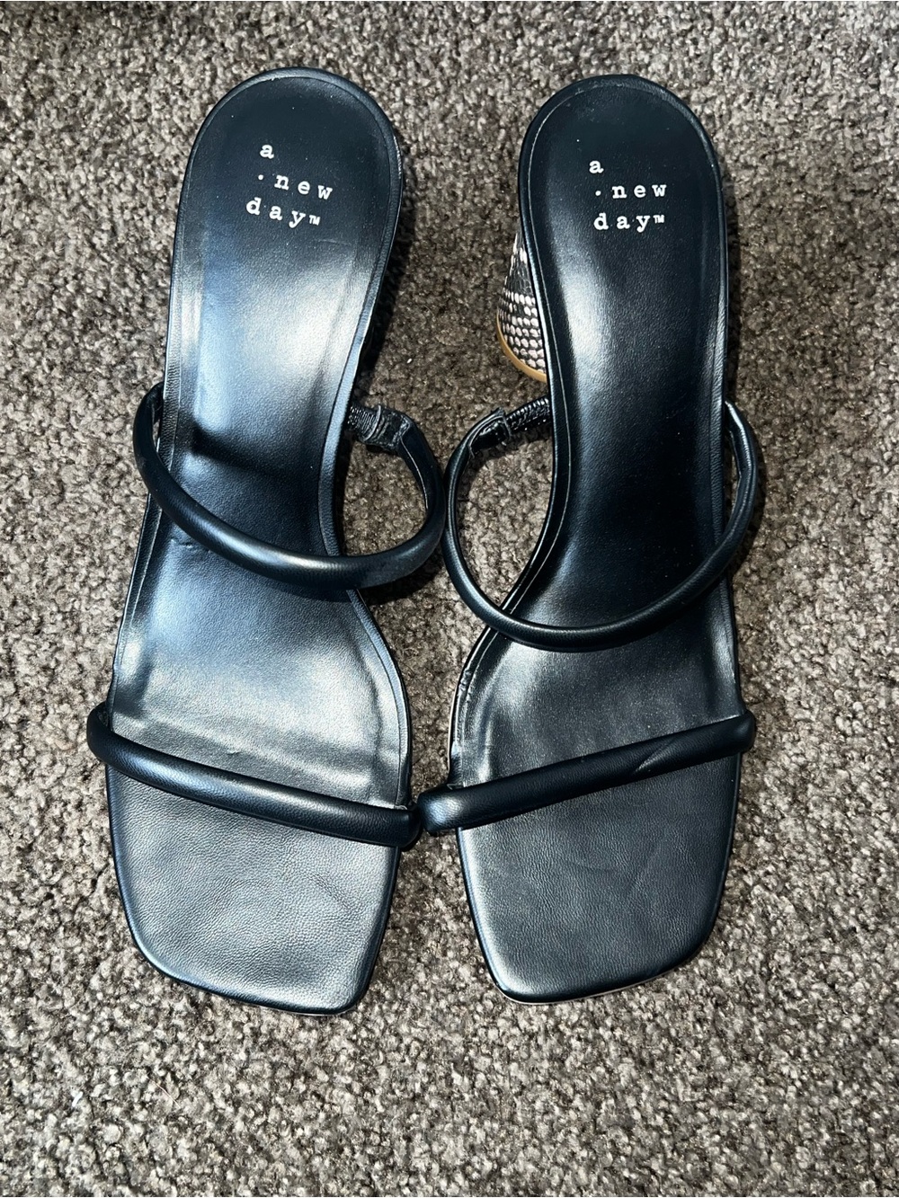 a new day Black Double-Strap Square-Toe Heels